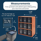 AllSpice Tea Organizer Rack with 9 Tins & 160 Magnetic Labels – Perfect for Bagged & Loose Leaf Tea Organization - Cherry