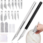 20Pcs Bread Lame Scribing Tool Kit - 2 Precision Scribes with 15 Blades, Finger Guard, Design Cord, Safety Cover and Storage Box - Stainless Steel Scribes for Artisan Bread and Dough Patterns Designs