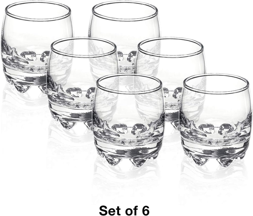 Bormioli Rocco Galassia Shot Glasses – Gift Set Of 6 Drinking Shot Cups With Elegant Curved Shape, Heavy Sham & Interlocking Feet – Short Shooter Tumblers For Liquors & Spirits (2.25oz)