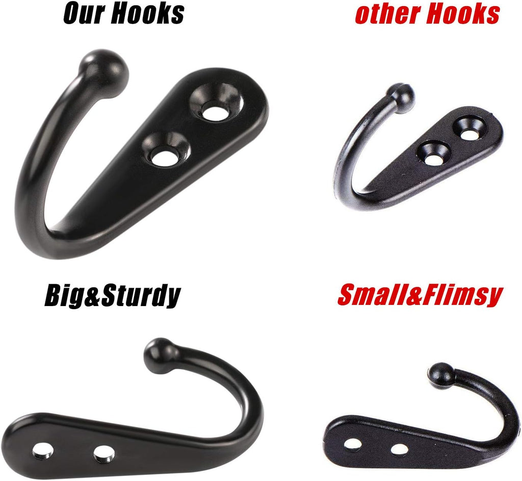 Yangbaga 30Pcs Wall Hooks for Hanging-Large Metal Coat Hooks with 60 Pieces Screws,Black Heavy Duty Wall Mounted Hook for Door Hook,Purse,Towel, Key, Robe, Coats, Scarf, Bag, Cap, Coffee Mugs