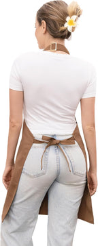 Barista Waitress Chef Cooking Aprons Waterproof Canvas Hair Stylists Apron with 3 Pockets for Women