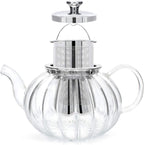 Teabloom Vienna Glass Teapot – Stain-Free Heatproof Glass – Stovetop Safe – Removable Stainless Steel Infuser – Perfect for Loose Leaf Tea – 37 oz. / 1100 ml (3-4 Cups)