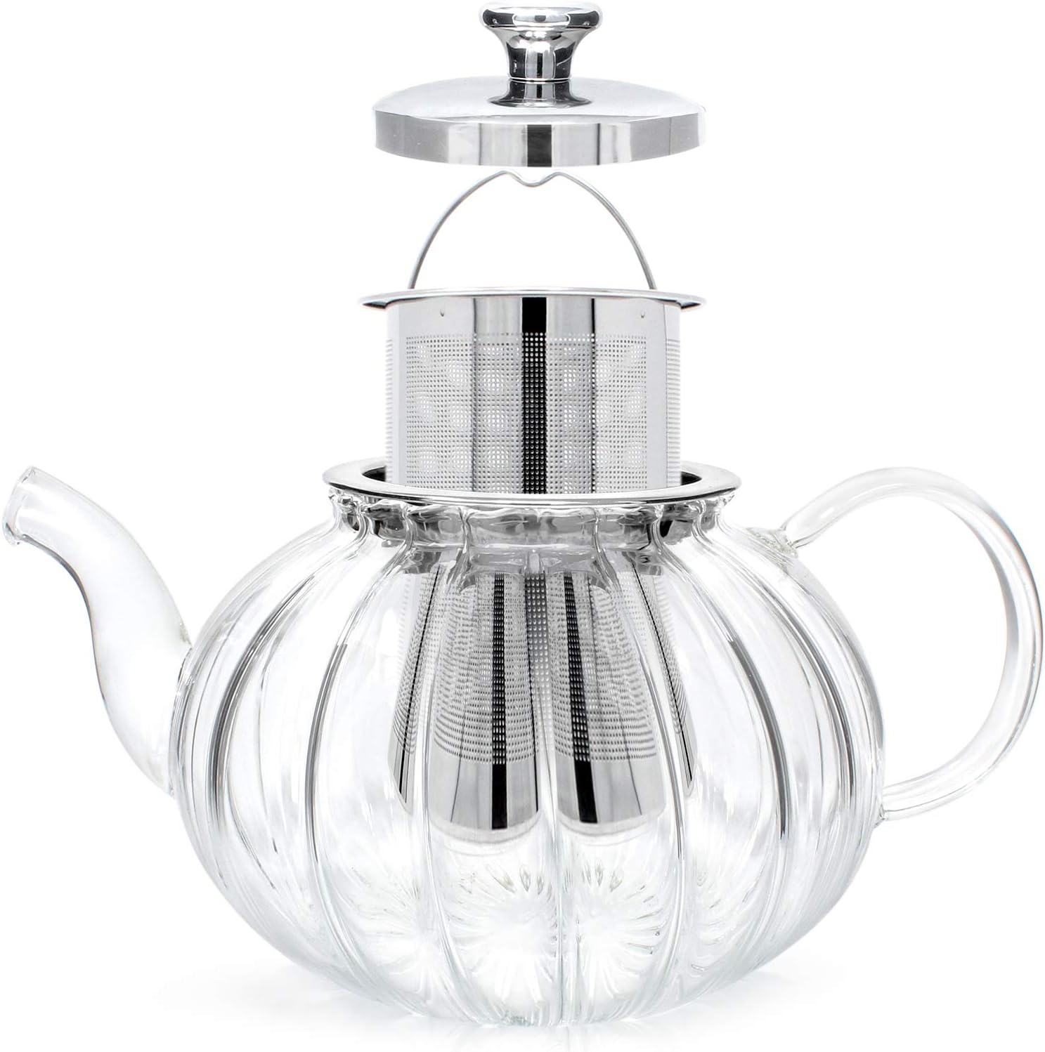 Teabloom Vienna Glass Teapot – Stain-Free Heatproof Glass – Stovetop Safe – Removable Stainless Steel Infuser – Perfect for Loose Leaf Tea – 37 oz. / 1100 ml (3-4 Cups)