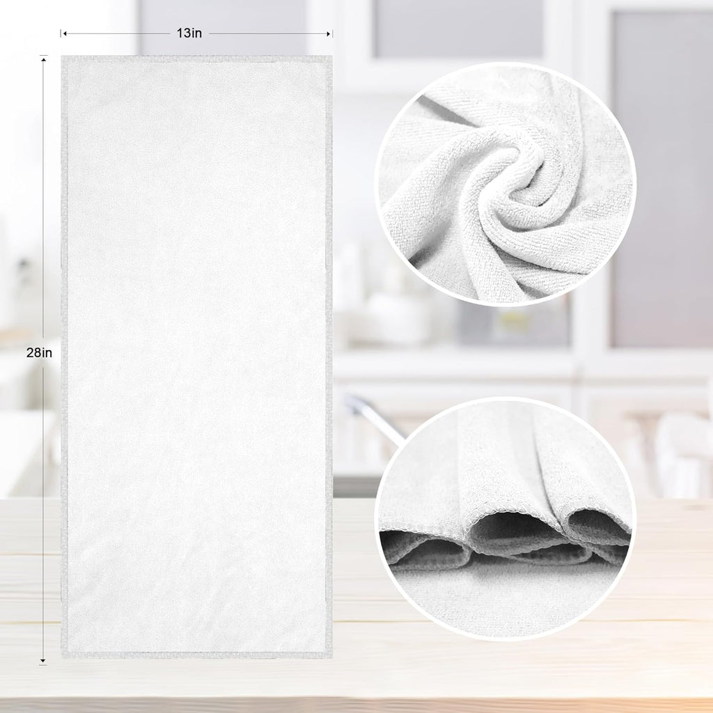 kimteny 13x28 Inches Kitchen Cloth Dish Towels, 400 GSM Premium Dishcloths, Super Absorbent Coral Velvet Microfiber Cleaning Cloths, Fast Drying Rags for Washing Dishes (8 Pack, White)