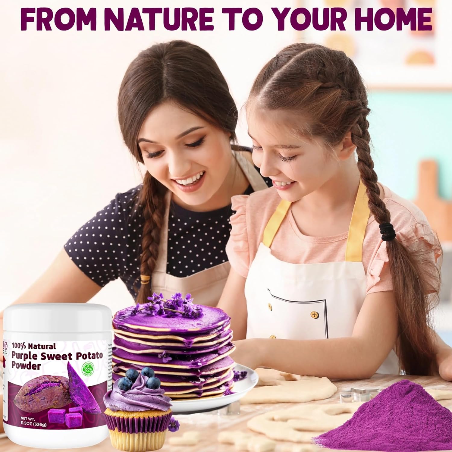 Purple Sweet Potato Powder 11.5oz (326g) - Natural Food Coloring for Baking, Drinks & Smoothies｜Ube/Purple Yam Alternative, Non-GMO, Gluten-Free, Resealable Pack