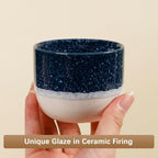 Ceramic Espresso Cups Set of 4, Double Walled Espresso Coffee Mugs for Nespresso Cups, Special glazed Demitasse Cups Coffee Cup for Machine (Blue)