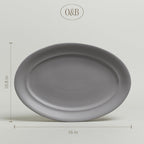 over&back Rim Stoneware Serving Platter - Elegant 1-Piece Oval Serving Platter to Complete Your Kitchen Set - 16" L x 10.8" W Semi-Matte Charcoal