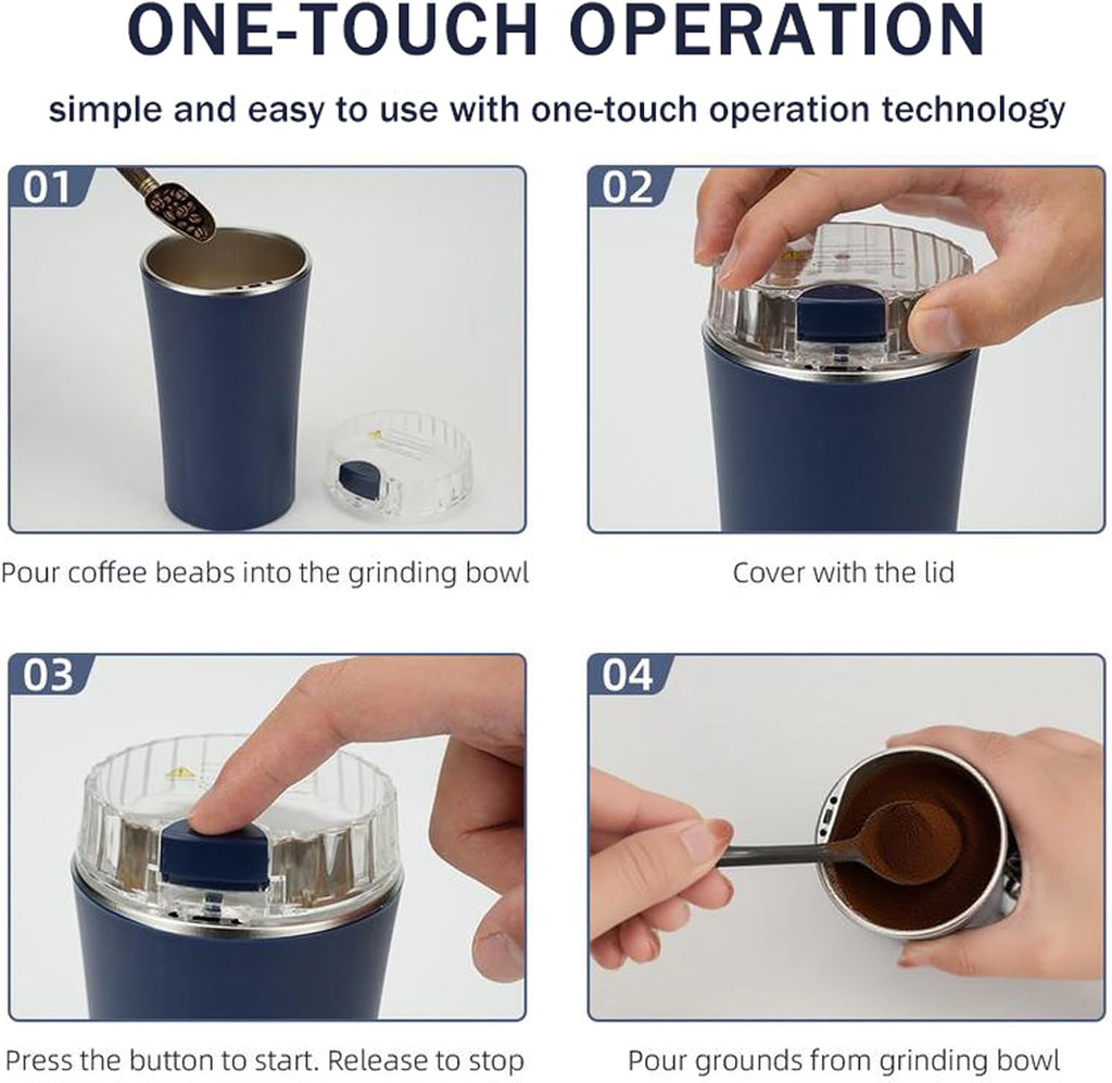 Electric Coffee Grinder, coffeeBean and Spice Grinder,300w powerful power portable With Heavy-DutyStainless Steel Grind Blades