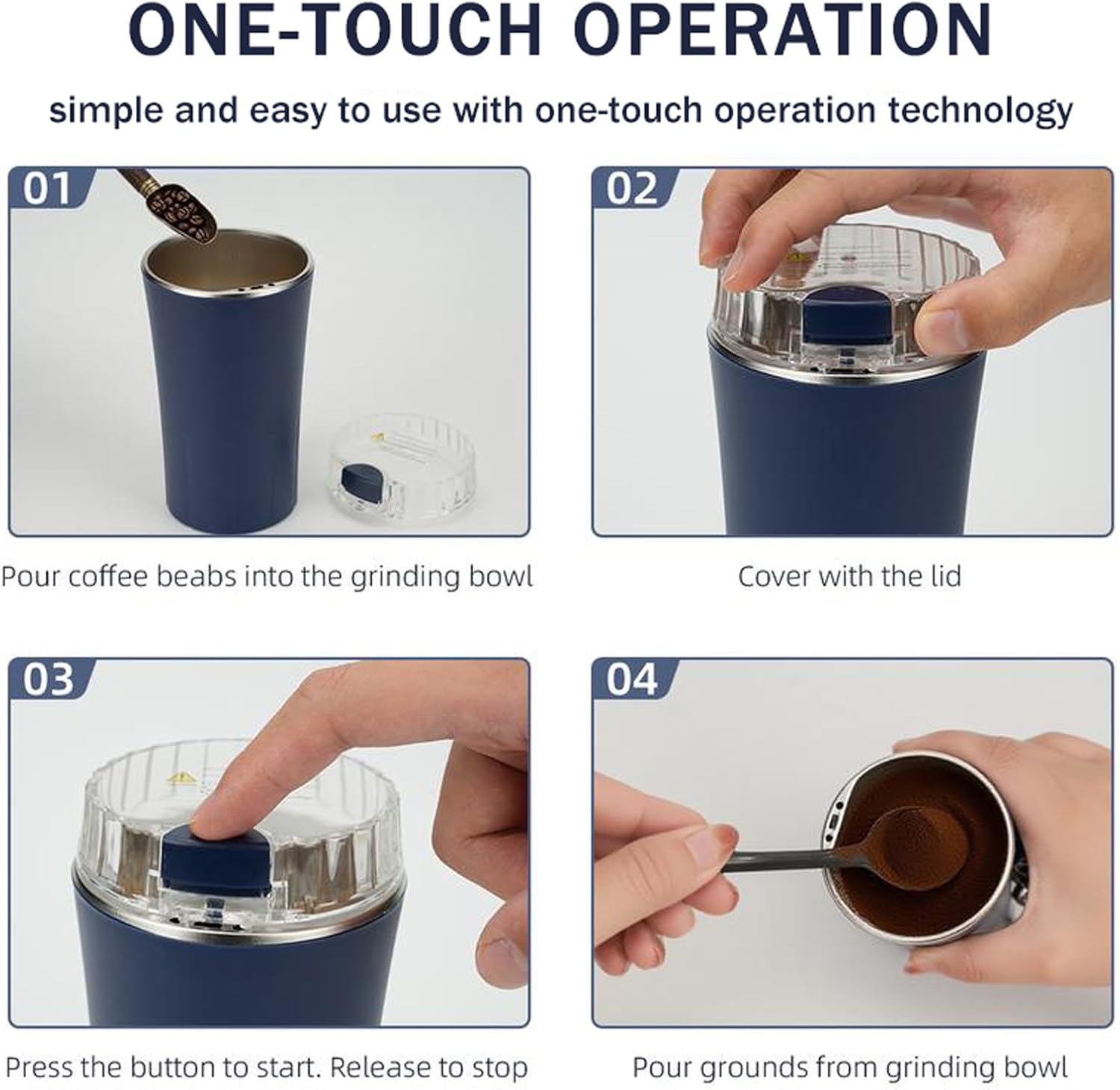 Electric Coffee Grinder, coffeeBean and Spice Grinder,300w powerful power portable With Heavy-DutyStainless Steel Grind Blades