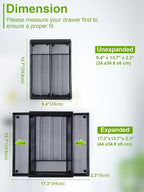 Silverware Organizer Metal Mesh, Drawer Organizer, Utensil Cutlery Tray for kitchen drawers,Expandable Flatware Organizer with 7 Compartment Black 9.4"~17.3" x 13.7"