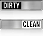 Dishwasher Clean Dirty Sign-Dishwasher Magnet Stainless Steel Clean Dirty Sign for Kitchen Organization Farmhouse Dishwasher Slide Indicator, Optional Adhesive Stickers