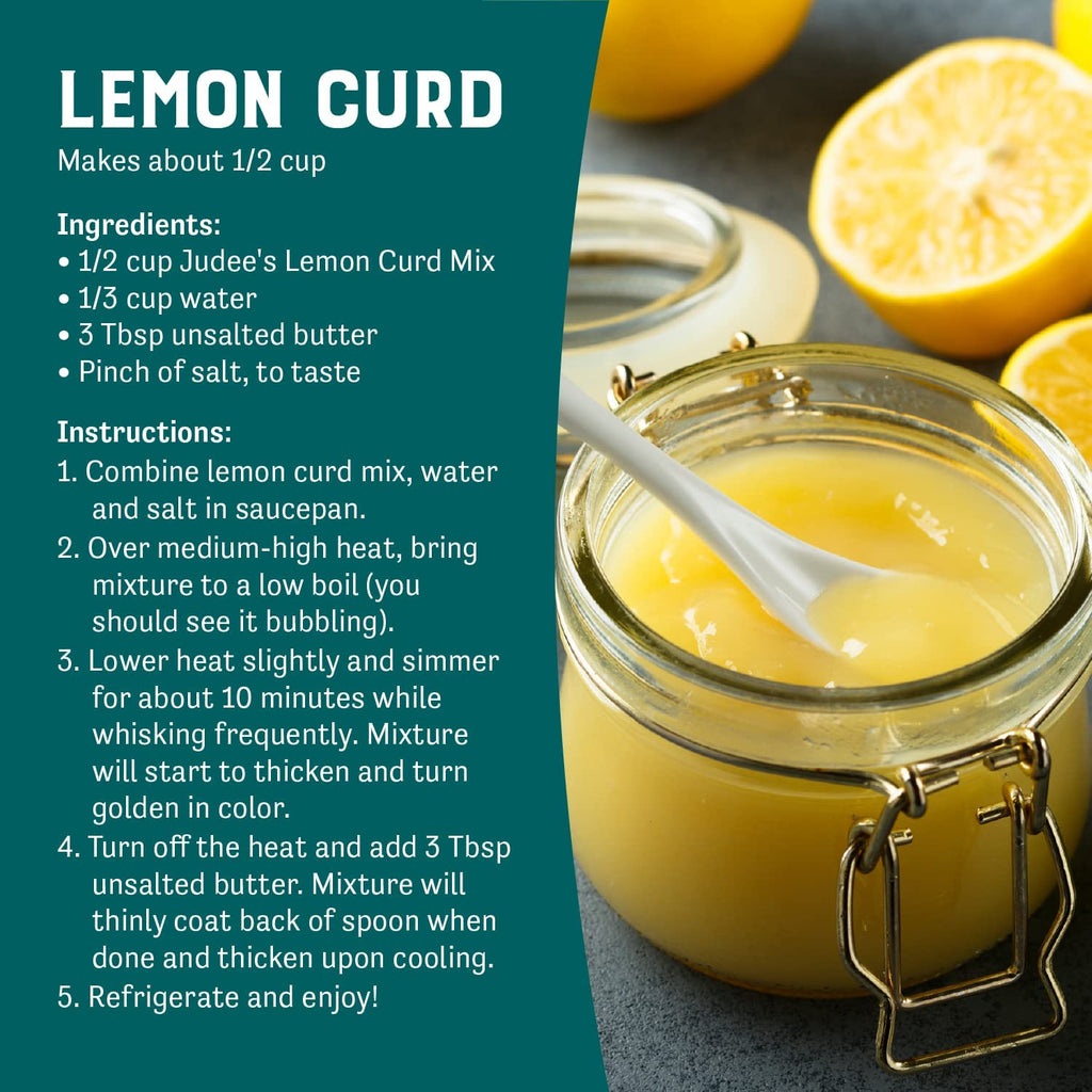 Judee's Lemon Curd and Mousse Mix, 1.5 lb - Gluten-Free and Nut-Free - Ideal Addition to Desserts and Baked Goods - With Easy-to-Follow Instructions – Made in USA