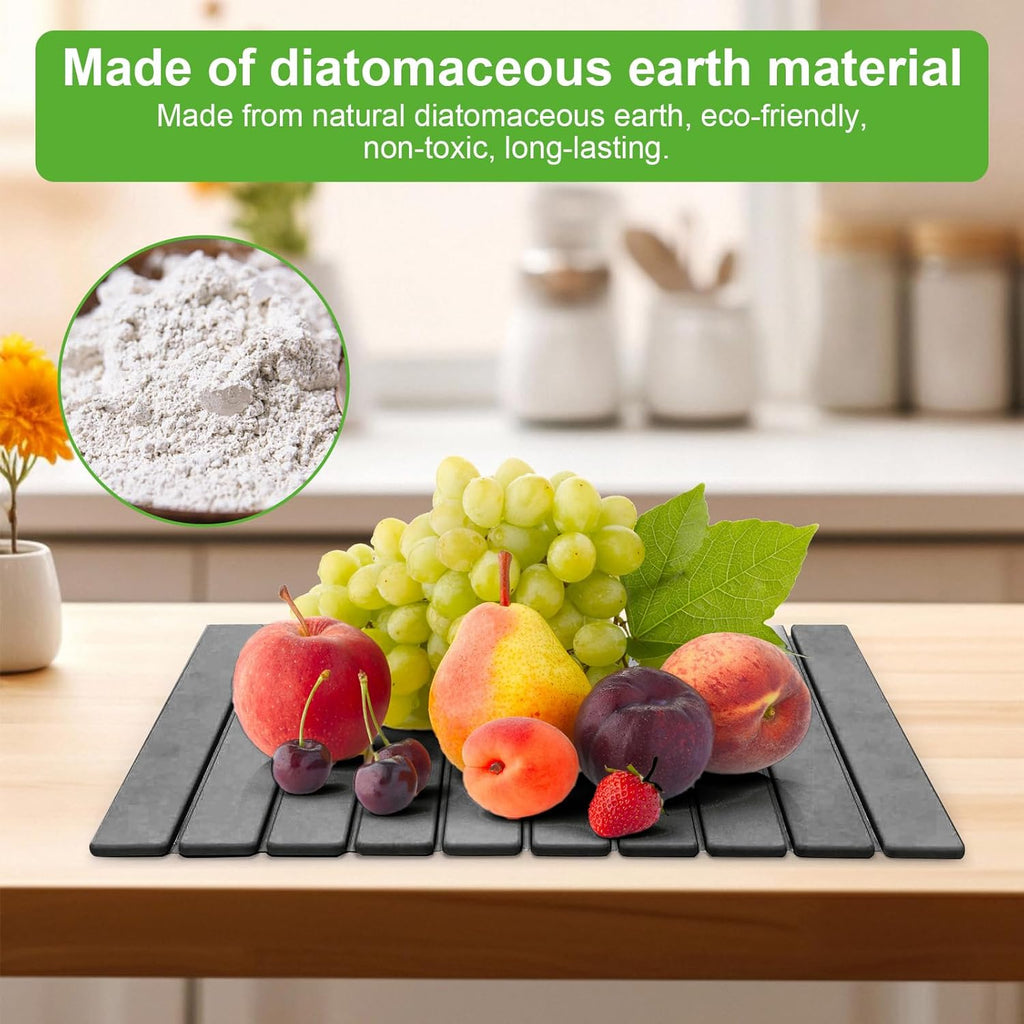 Large Stone Dish Drying Mats for Kitchen Counter, 24"×16", Collapsible quick dry stone mat kitchen, Eco-Friendly, Absorbent Diatomaceous Earth Mats for Dishes Bottles Cups, Match Any Countertop
