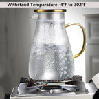 Xrrxy 2L/68oz Water Pitcher Glass Pitcher with Lid and Handle, Heat/Cold Resistant Borosilicate Glass Water Carafe for Coffee, Lemonade, Iced Tea,Beverage, Water Glass Jug