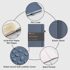 &And Per Se Blank Journal Notebook, 160 Pages, 5.7 x 8 inches College Ruled Thick Paper Notebook Journals for Writing, Hardcover Notebook(1 Pack, dark blue)