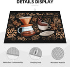 Fun Coffee Dish Drying Mat, Highly Absorbent Microfiber Kitchen Counter Pad Reusable Washable, 18*24"