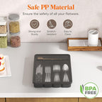 Lifewit Silverware Organizer with Lid, Covered Utensil Tray for Kitchen Drawer and Countertop, Plastic Cutlery and Flatware Storage Box for Spoons Forks Knives Holder Case, 5 Compartments, Black