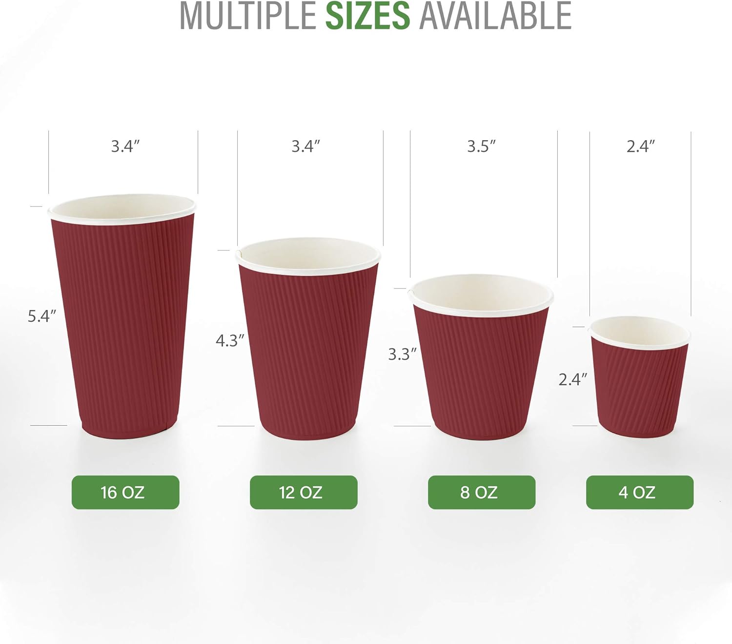 Restaurantware 12 Ounce Double Wall Disposable Coffee Cups, 500 Insulated Crimson Paper Tumblers with Rolled Rim Design, Lids Sold Separately for Hot Drinks like Tea, Hot Chocolate and More