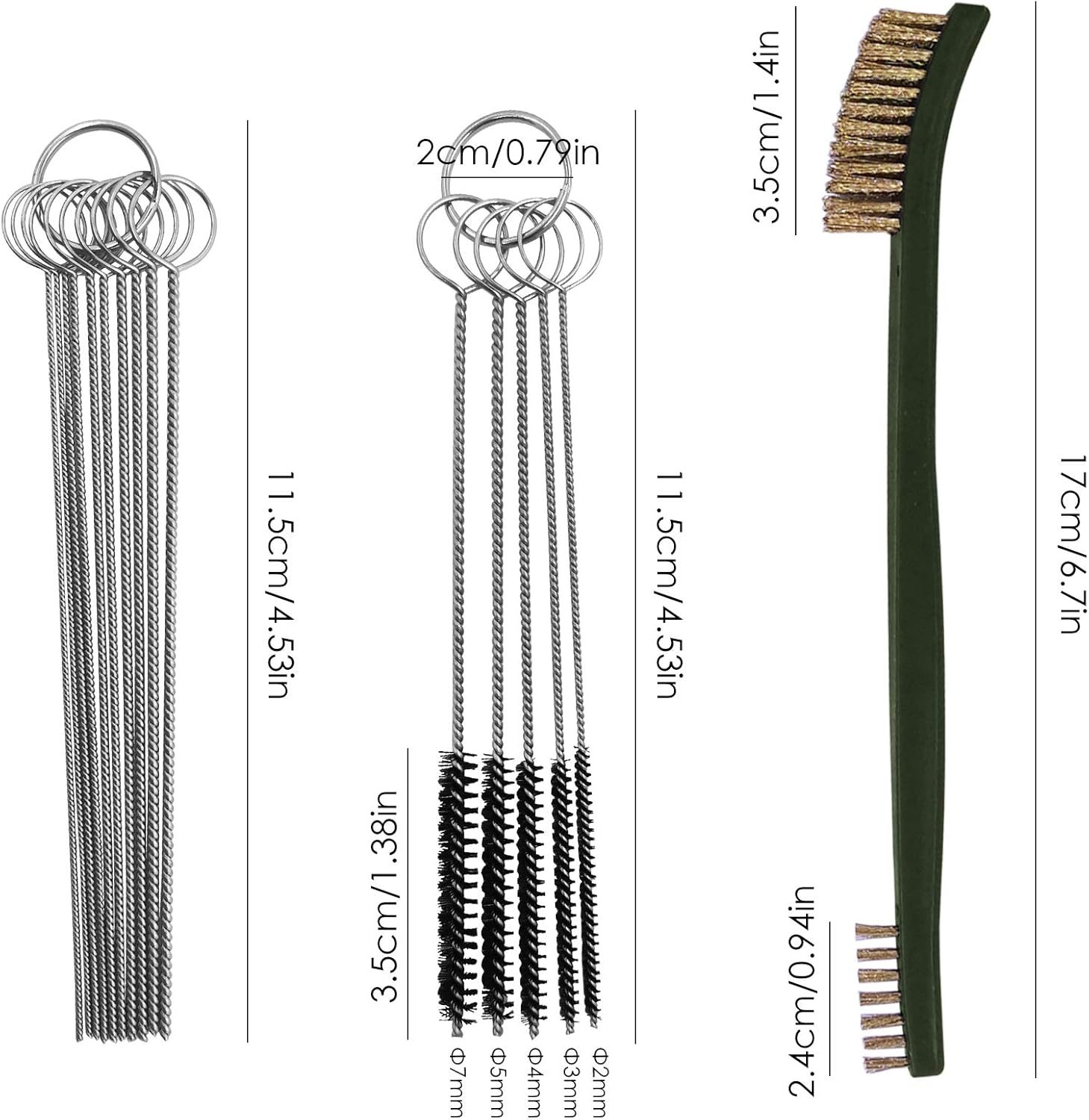 9pcs Wire Brush with Carburetor Cleaning Kit for Car,3pcs Brass Brush,3pcs Steel Brushes,3pcs Nylon Brushes