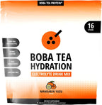 Boba Tea Hydration | Electrolyte Powder Drink Mix | Mandarin Yuzu | 1000mg Electrolytes, Vitamin C | 16 Stick Packets