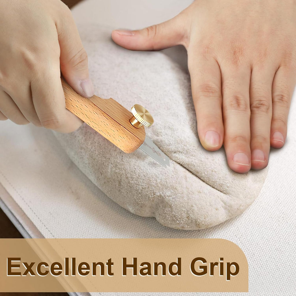 Bread Lame,Magnetic Wooden Dough Scoring Tool,Hand Crafted Sourdough Lame Scoring Tool for Sourdough Bread Baking with 5 Razor Blades