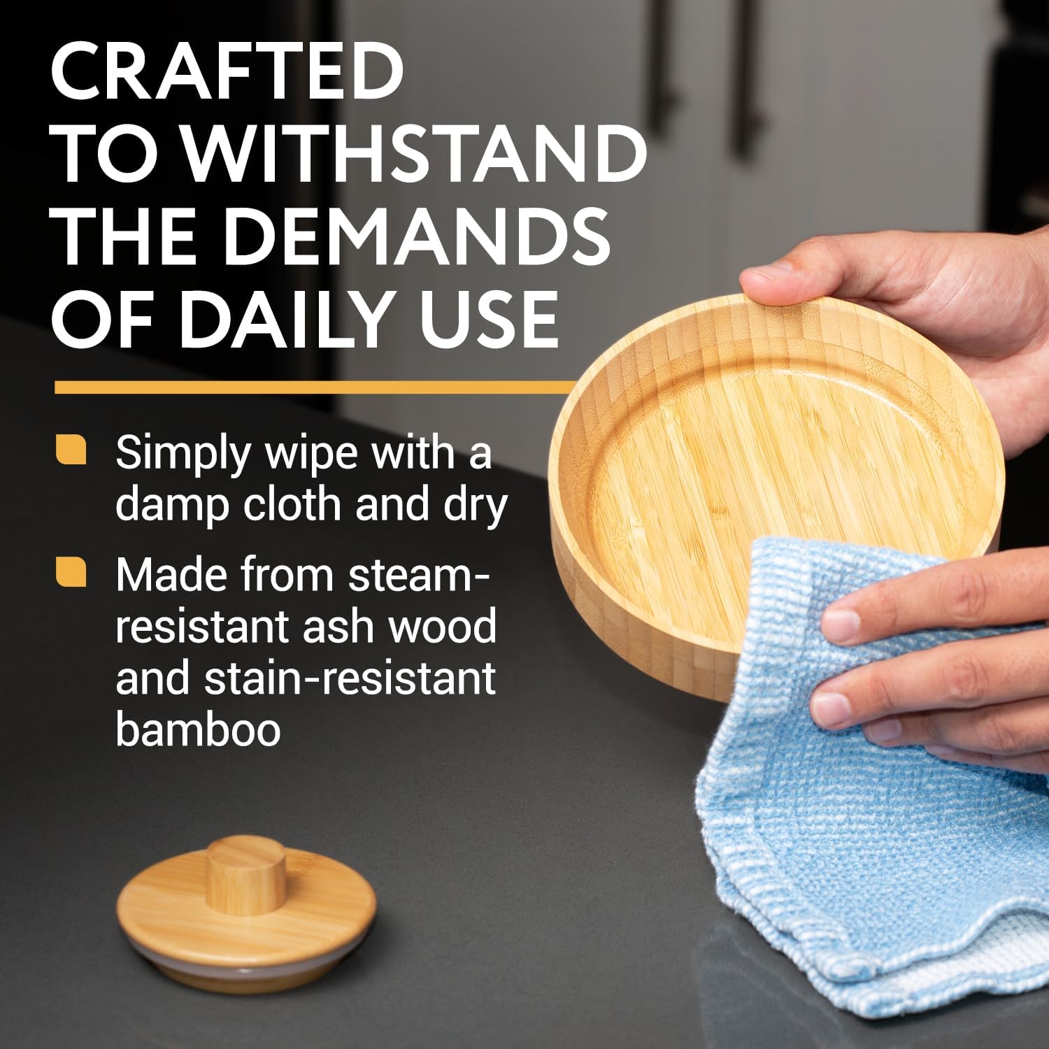 IMPRESA Coffee Pot Cover & Wooden Trivet Set - Chemex Compatible 6-Cup, 8-Cup Pour Over Carafe - Glass Maker Stand & Chemex Style Lid for Pour Over Coffee Systems