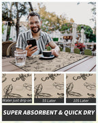 AMOAMI Coffee Mat Hide Stain Rubber Backed Absorbent Dish Drying Mat for Kitchen Counter - Fits Under Coffee Maker & Espresso Machine (16X24, MILK TEA)