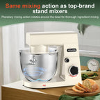 HOWORK Stand Mixer,10+p Speeds With 5.5QT Stainless Steel Bowl,Dough Hook, Wire Whip & Beater,for Most Home Cooks,Cream White