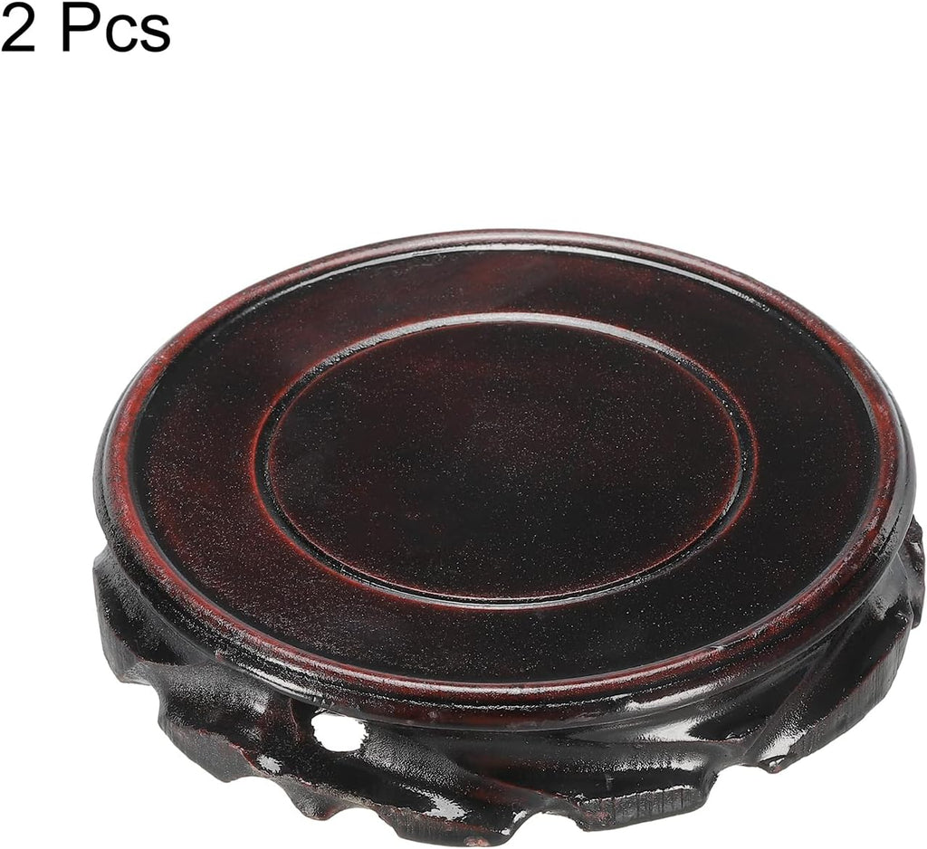 MECCANIXITY Wooden Display Stand Base Stand Holders 110mm/4.33 inch Diameter Black for Vase Bonsai Stone Furniture Stable Home Decoration Pack of 2