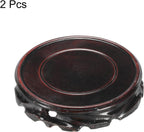 MECCANIXITY Wooden Display Stand Base Stand Holders 110mm/4.33 inch Diameter Black for Vase Bonsai Stone Furniture Stable Home Decoration Pack of 2