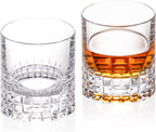 KAMMAK Crystal Whiskey Glasses Set of 2, Luxury 7.78oz Old Fashioned Glasses Stemless, Hand Blown Cocktail Glasses, Handcrafted Cut Scotch Cup for Women, Men Gift for Bourbon Barware, Home Bar