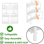 Bathroom Counter Organizer - Spice Rack Countertop 3 Tier Counter Shelf Organizer for Bathroom Kitchen Bedroom Foldable White