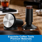 51mm Espresso Tamper & Magnetic WDT Tool, Barista Cofee Tamper with Spring Loaded, Anodized Aluminum Alloy Handle, Stainless Steel Corrugated Base with Cover for Portafilter Basket