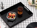 Glossy Black Sturdy Acrylic Serving Tray with Handles - 10x15 Inch, Coffee, Appetizer, Breakfast Tray - Butler, Kitchen to Vanity Table, Decorative