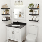 Vivelove Black Floating Shelves for Wall, 16 inchs x 6.7” deep x 1.4” Wall Shelf for Bathroom Bedroom, Living Room, Kitchen, Office Home Decor, Narrow Wood Shelves with Invisible Brackets Set of 2