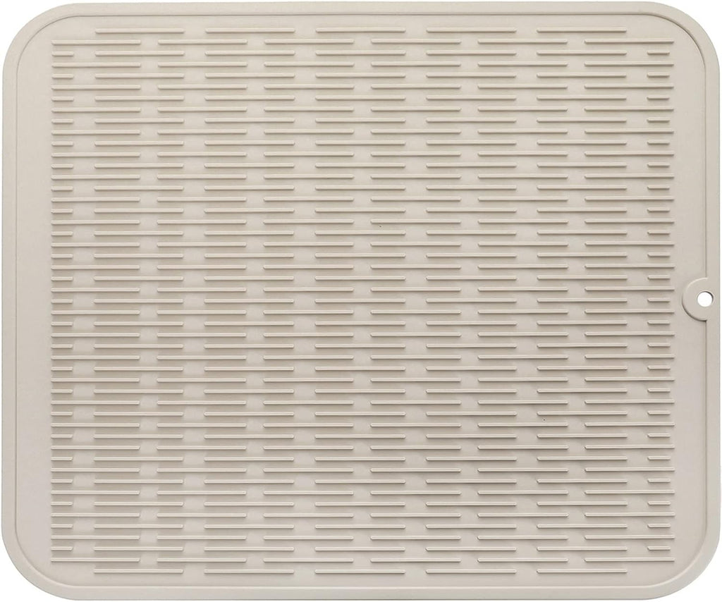 Silicone Dish Drying Mat for Multiple Usage,Easy clean,Eco-friendly,Heat-resistant Silicone Mat for Kitchen Counter or Sink,Refrigerator or Drawer Liner Tapioca XL 18 inches x 16 inches