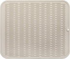 Silicone Dish Drying Mat for Multiple Usage,Easy clean,Eco-friendly,Heat-resistant Silicone Mat for Kitchen Counter or Sink,Refrigerator or Drawer Liner Tapioca XL 18 inches x 16 inches