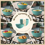 Wheat Straw Bowls for Kitchen set of 6,Anit-Scald Thick Soup Bowls 40oz,Microwave and Dishwasher Safe Bowl set easy to clean. Green