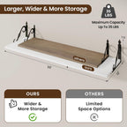 RICHFOCUS 12 Inch Deep Floating Shelves for Wall, 39" W x 12" D Wood Wall Shelves Set of 2, Wide Floating Shelves for Living Room, Bedroom, Kitchen, Bathroom and Decor Storage, White