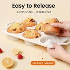 Silicone Jumbo Muffin Pan with Metal Frame, Non Stick Food Grade Silicone Large Muffin Pan Set of 2, with Handles 6 Cup,BPA-Free and Dishwasher Safe, Jumbo Cupcake Pans