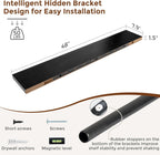 Heimlove 48 Inch Floating Shelves for Wall 8 Inch Deep Black Shelves Set of 2,Wall Mounted Rustic Wood Long Floating Shelf，Large Display & Storage Shelf with Invisible Brackets