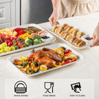 DELLING Serving Platter, 18/16/14inch Large Serving Tray, Serving Platters for Snacks, Fruit, Turkey, Dessert, Serving Trays for Entertaining at Parties and Weddings, Microwave Dishwasher Oven Safe