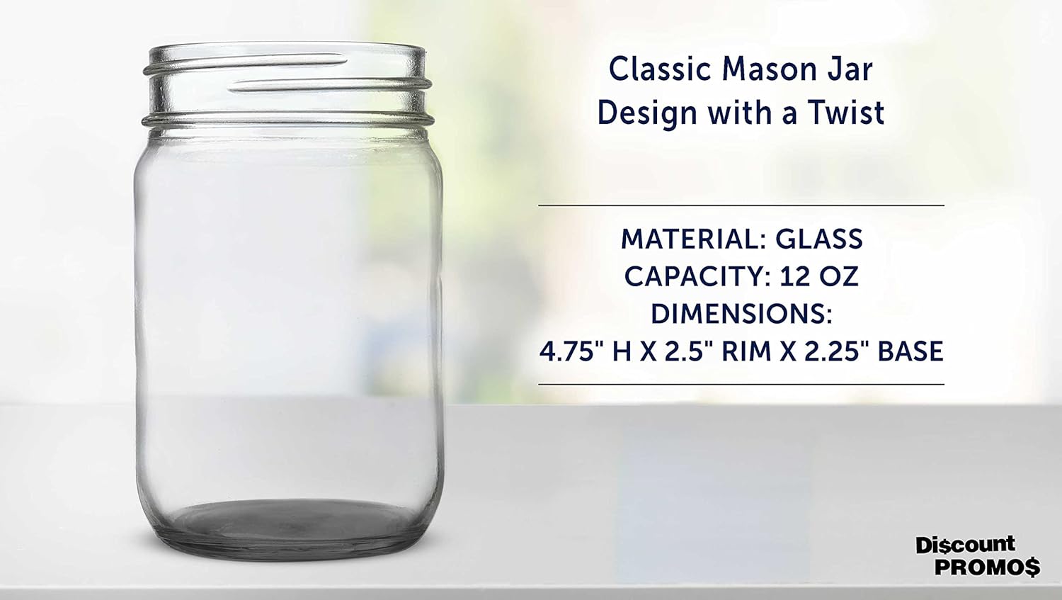 DISCOUNT PROMOS Decorating Mason Jars 12 oz. Set of 10, Bulk Pack - Glass Jars for Overnight Oats, Candies, Fruits, Pickles, Spices, Beverages - Black