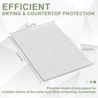 Large Stone Drying Mat for Kitchen Counter, 24" × 16" Diatomite Dish Drying Mat, Quick Dry Stone Mats, Ultra Absorbent Natural Diatomaceous Earth Mats for Dished, Bottles, White