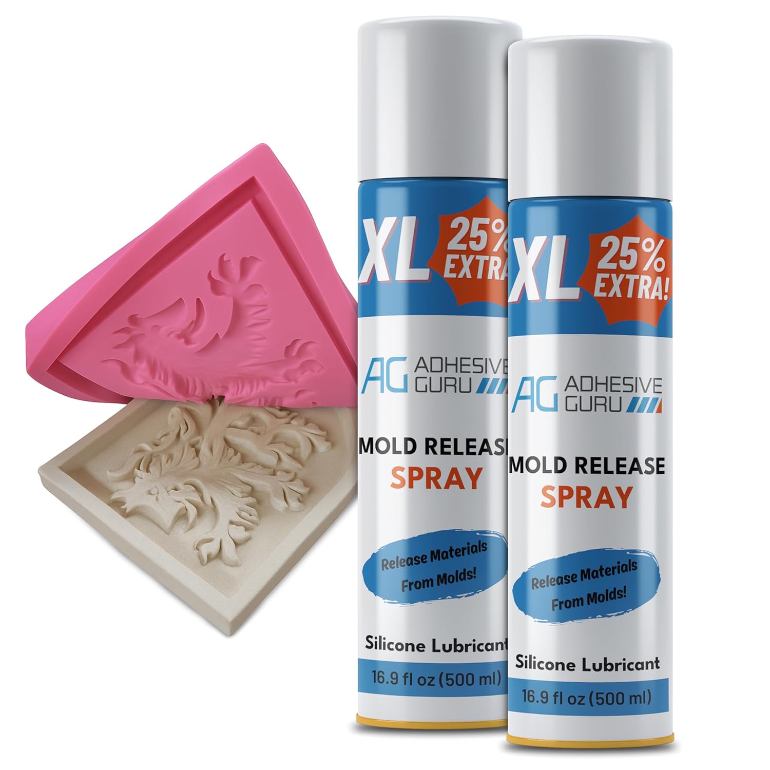 Silicone Mold Release Spray (2x16.9 fl oz / 500ml) Release Agent for Epoxy Resin, Candle & All Molds | Smooth, Non-Stick Lubricant for Easy Removal | 2 Pack