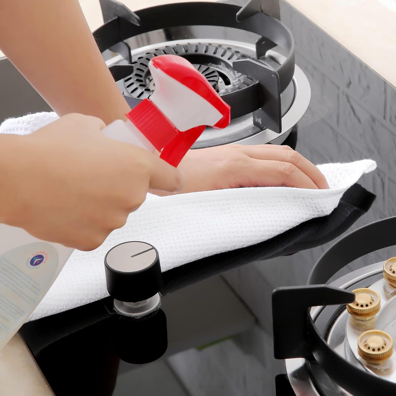 Homaxy 100% Cotton Waffle Weave Kitchen Dish Towels, Ultra Soft Absorbent Quick Drying Cleaning Towel, 13 x 28 Inches, 6-Pack, White