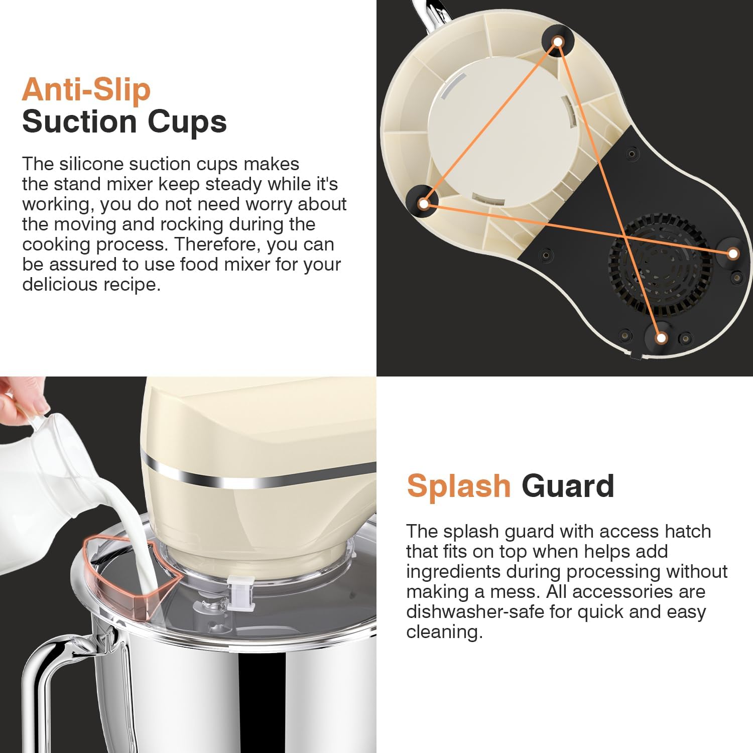 Mini Angel Stand Mixer,10-Speed Kitchen Electric Mixer,Tilt-Head Food Mixer with Dough Hook, Wire Whisk, Flat Beater, Stainless Steel Bowl (White2, 5QT)