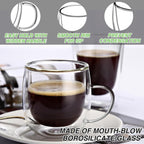 Espresso Cups Set of 4, 5 OZ Expresso Shots Glass Cups, Double Walled Glass Coffee Mugs with Handles, Espresso Machine Accessories, Insulated Espresso Shot Glasses, Clear Nespresso Cup for Cappuccino