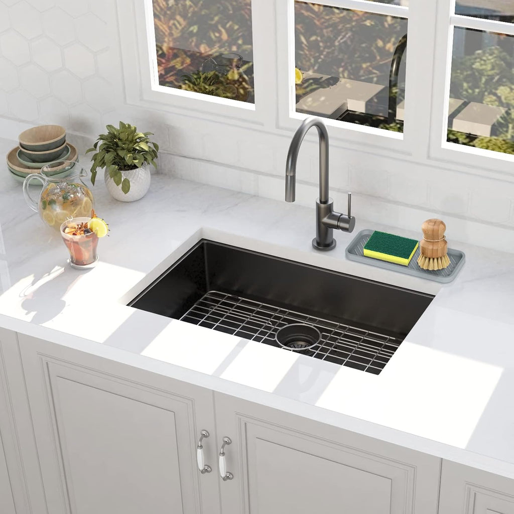 EG-SIPRO Kitchen Sink Organizer Tray,2 Pack Silicone Sponge Holder for Kitchen Sink Bathroom Counter Tray Silicone Soap Tray Holder for Soap Dispenser Bottle