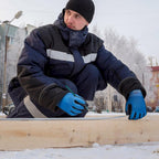 KAYGO Winter Work Gloves for Men and Women, 12 Pairs Thermal Insulated Safety Work Gloves PU Coated, Smooth Grip on Palm & Fingers,Ideal for Freezer Work,Blue,L